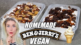 Homemade VEGAN BEN & JERRYS ICE CREAM  (3 main ingredients- using chickpea water) NO MIXER