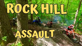 Dirt bikes attack the Rock Hill section at Mountain Ridge ATV Park