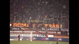 Roma - Juventus 2003/2004 - ultras Roma - videotifo curva nord e sud in azione - amarcord