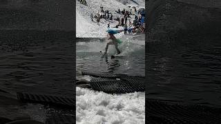 Girls Pond Skim - Water Slide Challenge Grimentz [17] #skiing #ski #switzerland #suisse #schweiz