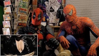 DEADPOOL vs BATMAN - REACTION SPANDEX - with SPIDER-MAN and DEADPOOL