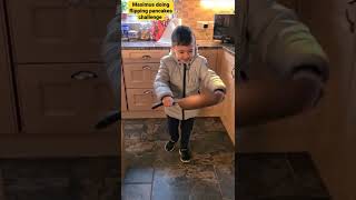 MAXIMUS DOING FLIPPING PANCAKES CHALLENGE