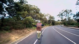 Mulga Bill hits the Boulie - watch someone sending it down a hill on a big wheel bike