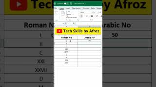 Roman No. | Excel tricks | Excel Formula #viral #youtubeshorts #shortsvideo #excel