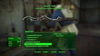 Fallout 4: I take the Kremvh's Tooth mod off and put it on a legendary machete.