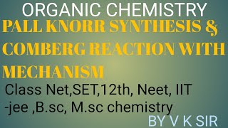 pall KNORR Synthesis and comberg reaction  with mechanism class b.sc ,m.sc 12, neet