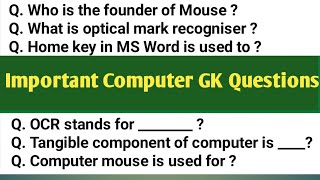 Important Computer GK Question and Answer | Computer Awareness | Basic Computer Questions