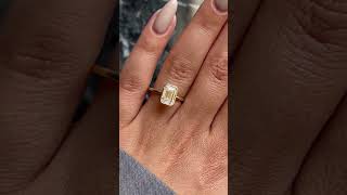 Emerald Cut Bezel Style Moissanite Engagement Ring #emeraldcut #engagmentring #ytshort #yt #bezel