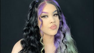 Half black half purple mint ombré wig tutorial feat-Nadula hair