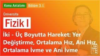 Üniversite Fizik I - Bölüm 3.1 İki - Üç Boyutta Hareket: Yer Değiştirme, Ortalama Hız ...