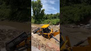 Machine sliding in water | Machine | jcb 3dx | 2024 model #shorts #water #river #machine