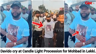 Davido kneel down and cry‼️at Candle Light Procession for Mohbad in Lagos.