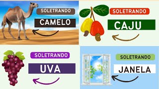 Soletrando e contando as sílabas e letras. Camelo, macaco, caju, janela e muitas outras palavras.