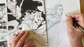 Drawing Comics: Redrawing an old drawing in my modern style. From Strangers In Paradise #2!