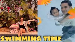 SWIMMING TIME WITH DADDY MCCOY WHILE MOMMY ELISSE BUSY | izyTV