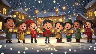 Adorable Christmas Dance Party: Cute Cartoon Elves in a Holiday Wonderland