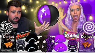 ASMR BLACK FOOD VS PURPLE FOOD, GIANT LOLLIPOP, BLACK LICORICE, JELLY BALLS, DORITOS MUKBANG 먹방