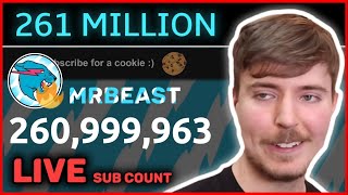 MrBeast Hitting 261 Million Subscribers! (LIVE Sub Count)