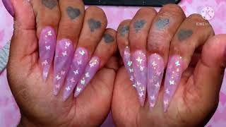 pink marble butterfly nails using NOTPOLISH PRODUCTS