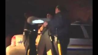 Idiot backflips off police car gets arrested!