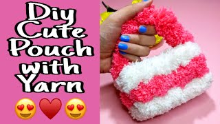 Pom Pom Yarn Turns To Cute Pouch | Diy Cute Coin Purse with Yarn | Diy Works