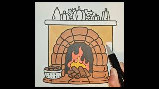 🔥 Cozy Fireplace ASMR | Coloring a Warm Autumn Scene 🍂✨