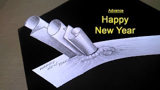 2019 New year 3D Pencil Drawing - drawing sheet