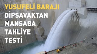 Yusufeli Barajı’nda, Dipsavaktan Mansaba Su Bırakma Testinden Güzel Görüntüler - 29 Ocak 2023