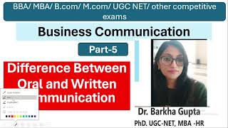 5/ Difference Between Oral and Written Communication/ Business Communication/ BBA/MBA/Bcom #barkha