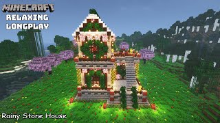 Minecraft Relaxing Longplay - Rainy Stone House - Cozy Cottage House ( No Commentary ) 1.20