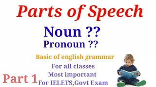 Class 8th english grammar| Basic of English Grammar| Part of Speech |  Noun,Pronoun with Explanation