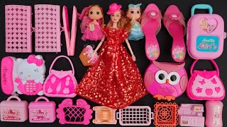 Most satisfying unboxing with adorable red barbie doll makeup set | Mini toys fun | ASMR video