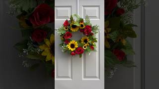 Sunflower and Rose Wreath #wreaths #homedecor #wreathmaking #flowers #fauxflowers