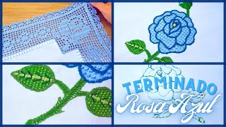 TERMINADO servilleta con diseño de ROSA AZUL 🌺 | Un Mundo Maravillisa