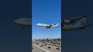 Korean Air Boeing 747-8 landing at LAX runway 24L #aviation #planespotting #koreanair