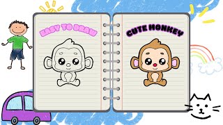 [Draw with me] Cute baby monkey