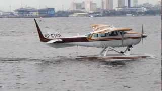 RP-C150 Cessna Sea Plane Departing from Manila Bay Video (1)