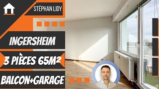 Ingersheim : appartement lumineux 3 pièces 65m2 à vendre avec balcon / garage / cave