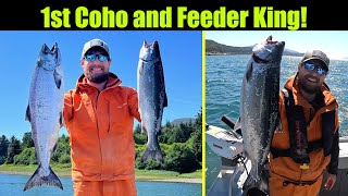 1st Coho and a Feeder King! Alaskan Coho and King Salmon Fishing! Juneau, Alaska! JULY 2023