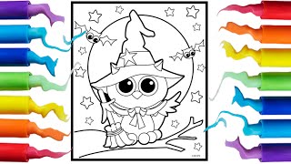 Halloween owl coloring pages | witch coloring | HALLOWEEN 2022🎃🎃🎃