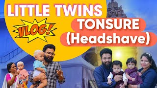 ARYAN AND ARHA FIRST HEAD SHAVE ( TONSURE ) | LITTLE TWINS MILESTONES