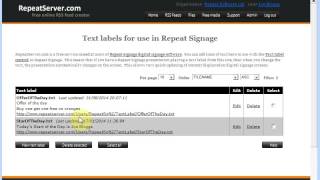 Using the Repeat Signage Text Manager with RepeatServer.com