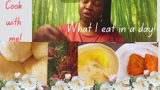 How to make Fufu + Custard + Spinach sauce | What I eat in a  Day! #food #recipes