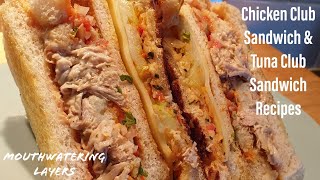 RESTAURANT STYLE CLUB SANDWICHES RECIPE | CHICKEN & TUNA PARTY SANDWICH #bansricookingadventure