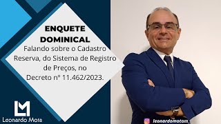 Falando sobre o Cadastro Reserva do Sistema de Registro de Preços, no Decreto nº 11.462/2023.