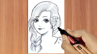 Easy to draw a cute girl #shorts #youtubeshorts #trending