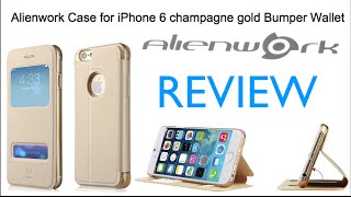 Alienwork Case iphone 6 champagne gold Bumper Wallet Flip Sleeve Stand Faux leather