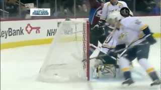 Nashville Predators Goalie Kicks in Puck for a Goal vs Colorado Avalanche 2/18/13