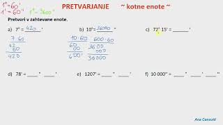 Pretvarjanje KOTNIH ENOT - Kako pretvarjati med kotnimi enotami?