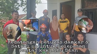 Pelepasan rantai kaki Ibu Diah di bantu petugas Damkar dan Satpol pp #pantisosial #yayasanodgj